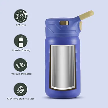 12 oz insulated bottle with a straw, view 2
