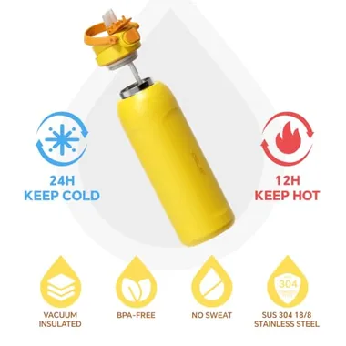 32 oz insulated bottle with a straw, view 2