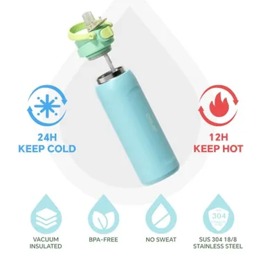 24 oz insulated bottle with a straw, view 2