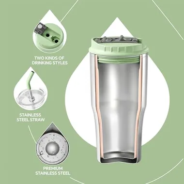 18 oz tumbler with a straw, view 3