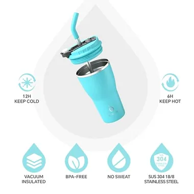 14 oz tumbler with a straw, view 2