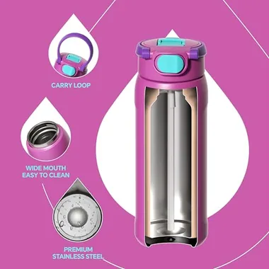 18 oz insulated bottle with a straw, view 5