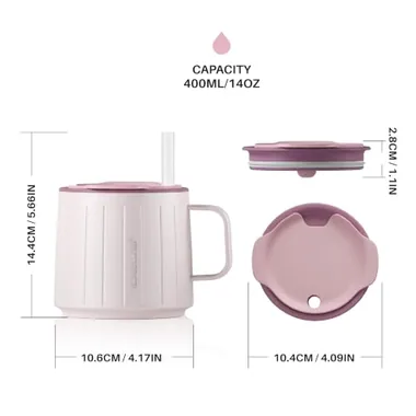 14 oz tumbler with a handle and straw, view 5