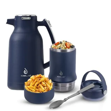 68 oz thermal carafe with a 20 oz soup container in Blue