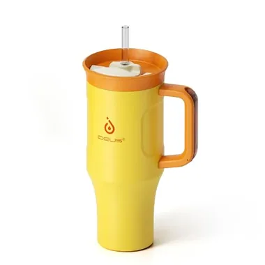 32 oz tumbler with a handle and straw in Yellow