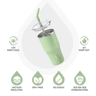 20 oz tumbler with a straw, view 2