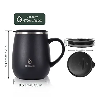 16 oz coffee mug with a handle, view 3